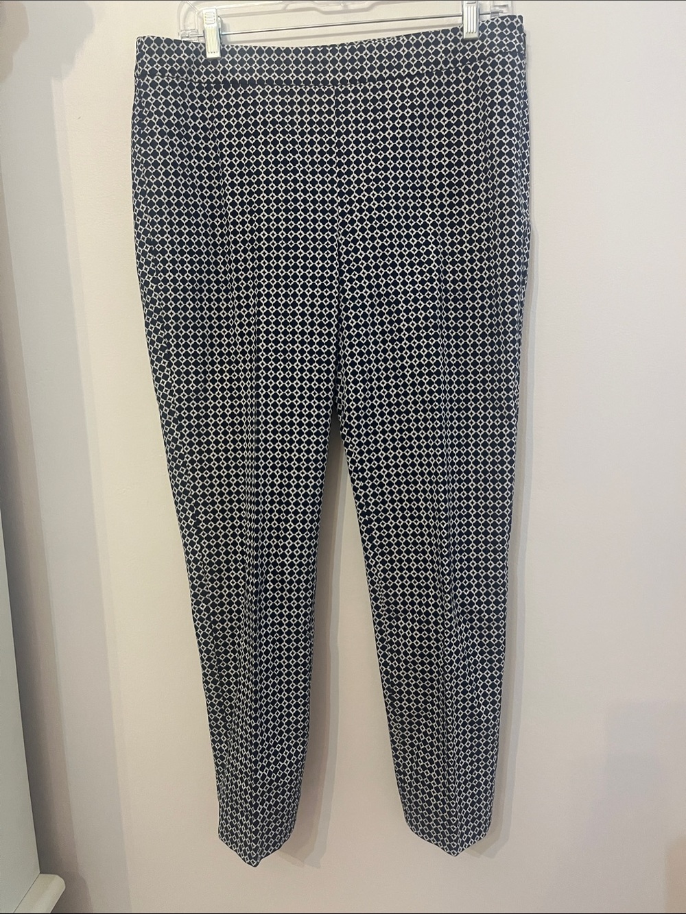 Talbots Chatham Navy and White Geometric Ankle Pants 8P
